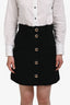 Chloe Black Wool Button Detail Mini Skirt Size 34 w/ Tags
