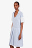 Jil Sander Blue/White Pinstripe Collared Mini Dress Size 36