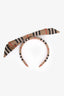 Burberry Beige/Grey/Red Canvas Check Print Bow Headband