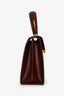 Salvatore Ferragamo Vintage Brown Box Leather Gancini Iconic Top Handle with Strap