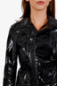 Off-White Black Patent Leather Biker Jacket Size 38