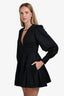 Aje Black Cotton Tiered Long Sleeve Mini Dress Size 8