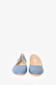 Chloe Blue Lambskin Leather Scallop-Edge Ballerina Flats Size 38.5