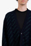 Balenciaga Navy/Green Logo All Over Cardigan Size 3 Mens