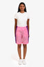 Louis Vuitton Pink/Purple Nylon Logo Shorts Size 38