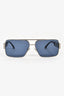 Versace Silver Tone Rectangular Logo Sunglasses
