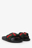 Gucci Black Rubber Vintage Web Bow Slide Sandals Size 36