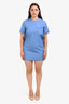 Miu Miu 2024 Blue Distressed Hem Short Sleeve Mini Dress Size 42