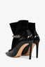 Jimmy Choo Black Patent Leather and Suede Crystal Detail Muruxa Ankle Boots Size 39