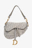 Christian Dior 2021 Grey Oblique Embroidery Saddle Bag