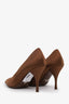 Prada Brown Satin Pointed Toe Heels Size 38
