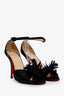 Christian Louboutin Black Satin Feather Heels Size 38