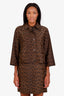 Akris Punto Brown Leopard Print Midi Dress with Jacket Set Size 6