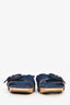 Veronica Beard Blue Denim Buckle Slip-On Sandals Wood Platform Size 8