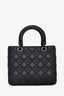 Christian Dior 2019 So Black Ultramatte Cannage Calfskin Medium Lady Top Handle with Strap
