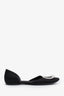 Roger Vivier Black Satin D'Orsay Crystal Embellished Flats Size 37