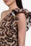 Isabel Marant Orange/Blue Cotton Ruched One Shoulder Dress Size 34 with Belt