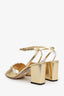 Gucci Gold Crystal GG Block Heeled Sandals Size 38.5