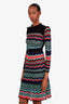 M Missoni Multicolour Long Sleeve Zig-Zag Midi Dress Size 36