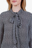 Oscar de la Renta Black/White Silk Blouse with Scarf Size 2