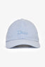 Christian Dior White/Blue Seersucker Logo Baseball Hat Size 58