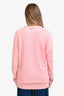 Balmain Pink Cotton Palm Tree Graphic Print Long Sleeve Crewneck Size S