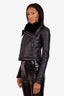 Rick Owens Black Lambskin Leather and Shearling Bomber Jacket Size 8