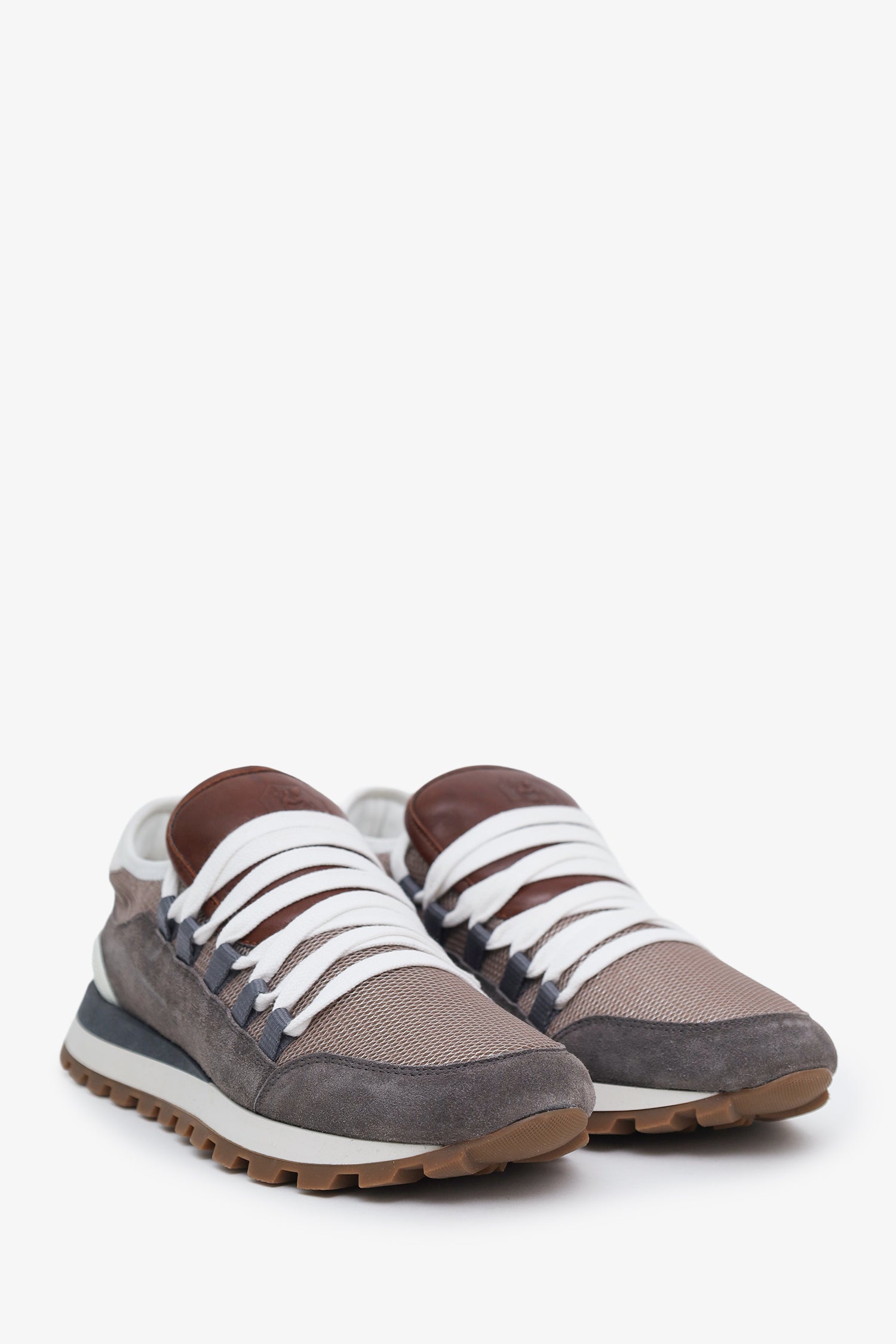 Brunello Cucinelli Brown Suede Colourblock Sneakers Size 39 – Mine