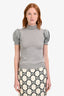 Red Valentino Grey Wool Turtleneck Fleece Puff Shoulder Top Estimated Size S