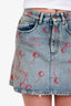 Miu Miu Blue Denim Cherry Print Mini Skirt Size 40