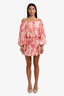 MISA Los Angeles Pink Ruffled Off-The-Shoulder Mini Dress Size S