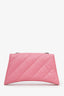 Balenciaga Pink Calfskin Quilted Small Crush Chain Shoulder Bag