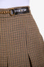 Celine Brown Wool Houndstooth Pleated Mini Skirt Size 34
