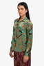 L'agence Green Printed Silk Button Down Shirt Size XS