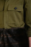 Harvey Faircloth Military Green Faux Fur Utility Jacket Size S