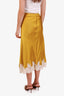 Doen Yellow Silk Lace Midi Skirt Size XXL