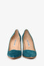 Manolo Blahnik Teal Suede Heels Size 38