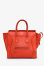 Celine Orange Leather Mini Luggage Tote Bag