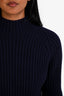 Maje Navy Ribbed Wool Mock Neck Sweater Size 40