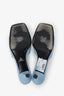 Prada Light Blue Triangle Logo Kitten Heeled Mule Size 38