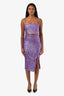 Rotate Birger Christensen Purple Sequin Cropped Sleeveless Top & Midi Skirt Set Size 2