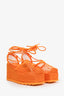 Bottega Veneta Orange Calf Leather Trim D'Orsay Espadrilles Size 36