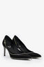 Rene Caovilla Black Satin Crystal Lined Pointed Heels Size 38