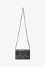 Christian Dior Grey Metallic Patent Microcannage Diorama Wallet on Chain