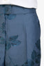 Max Mara Studio Blue Floral Jacquard Slim Fit Trousers Size 8