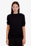 Prada Navy Virgin Wool Sheer Short Sleeve Sweater Size 42