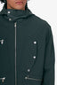 Hermès Vert Chrome Nylon Zipped Hooded Jacket With Leather Detail Size 48 Mens