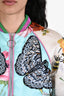Gucci Multicoloured Butterfly Silk Embroidered Puffer Zip Jacket Size 40