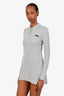 Miu Miu Grey Logo Patch Ribbed-Knit Mini Polo Dress Size XS