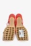 Bottega Veneta Red Leather and Raffia Stretch Heels Size 36